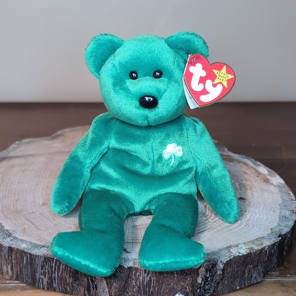 Ty‎ Beanie Baby ERIN Teddy Bear - Retired Vintage Collectible ☘️ BD 3-17-97